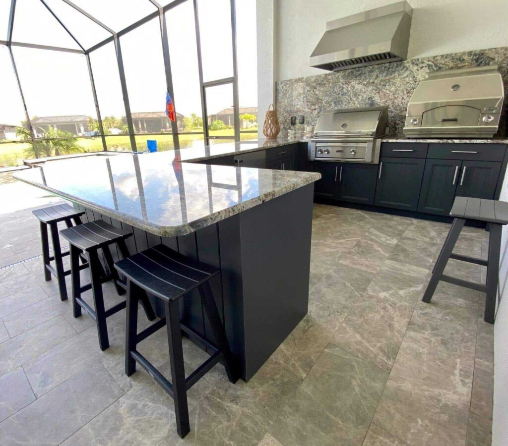 Outdoor kitchen in summer